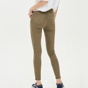 Topshop Moto Leigh Olive Green Skinny Jeans Size W 30